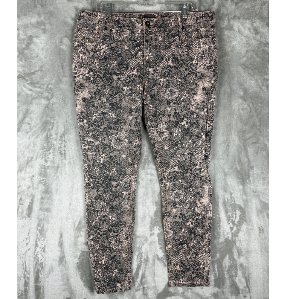 JEANS BY BUFFALO Womens Size 14 34 Pink Black Lace Snake Skin Print Skinny Jeans